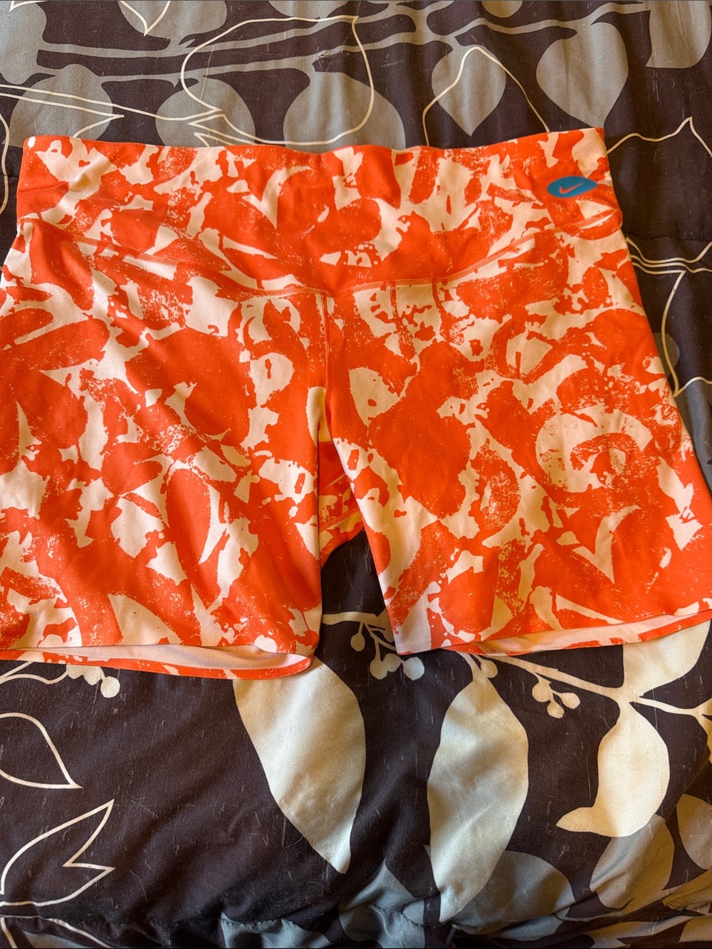 Nike Orange & White Abstract Running Shorts